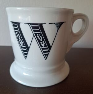 Anthropologie W Monogram Coffee Tea Mug Cup Shaving